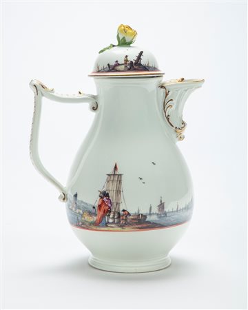 Caffettiera con coperchio in porcellana. Manifattura di Meissen, 1740-1750 circa