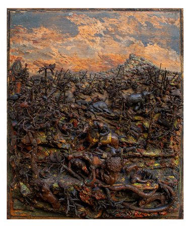 Cera policroma raffigurante scena di caccia. Secolo XVIII