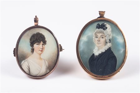 Due miniature su avorio. Prima metà secolo XIX
