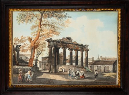 Giovanni Volpato su disegno di Louis Ducros. Roma, Tempio della Concordia