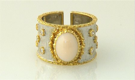 MARIO BUCCELLATI ANELLO DI MARIO BUCCELLATI. In oro giallo e bianco 18 kt a...