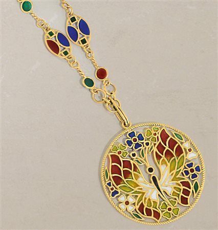 COLLANA COLLANA. In oro giallo 18 kt maglia ad anelli alternata da settori...