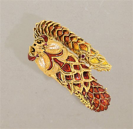 BRACCIALE BRACCIALE. In oro giallo 18 kt a squame sovrapposte in smalto...