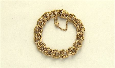 BRACCIALE BRACCIALE ANNI '50 CA. In oro rosso 18 kt maglie con lavorazione a...
