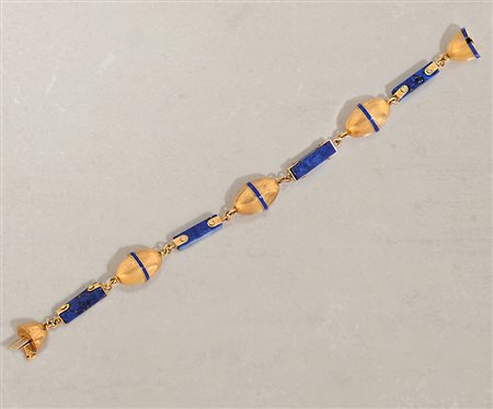 BRACCIALE BRACCIALE ANNI '60 CA. In oro giallo 18 kt a motivi ovoidali con...