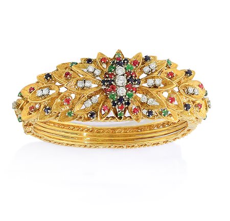 BRACCIALE BRACCIALE. In oro giallo 18 kt rigido, filo d'oro liscio e ritorto,...