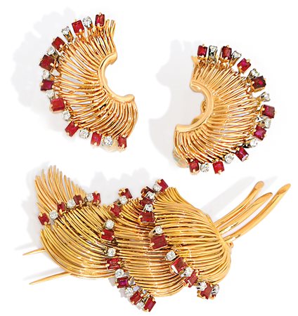 PARURE DEMI PARURE ANNI '50 CA. In oro bianco e giallo 18 kt composta da...