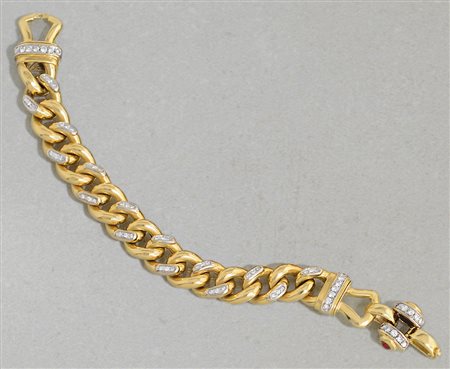 BRACCIALE BRACCIALE. In oro giallo e bianco 18 kt maglia groumette realizzata...