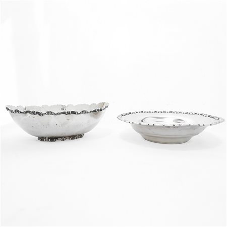 N°2 Coppe porta cioccolatini in argento 800, una coppa ovale, una rotonda