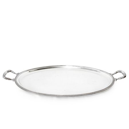 Vassoio ovale in argento 800 con manici