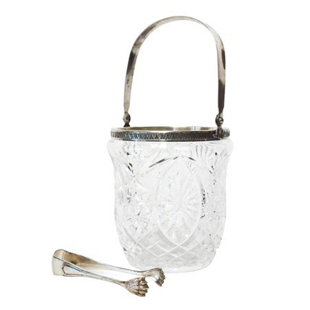 Secchiello porta ghiaccio in cristallo e argento 800
