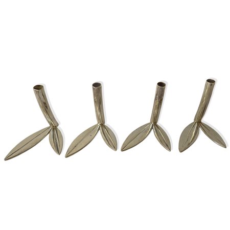 Set di quattro portafiore in argento a guisa di foglie, 20th secolo