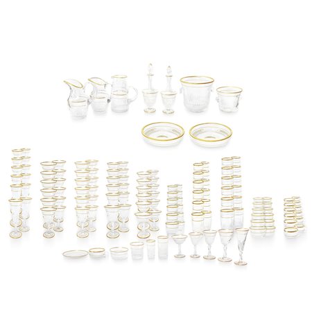 Saint Louis - Servizio completissimo di bicchieri modello Lozerè Or in cristallo con perfilo dorato e zigrinatura