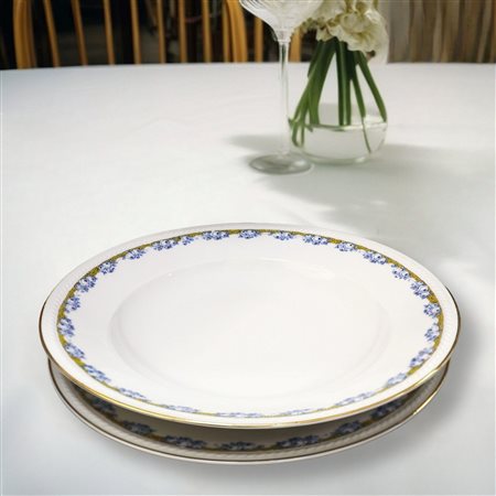 Freiberg German  Porcellana - Servizio in porcellana bianca con motivi florali azzurri