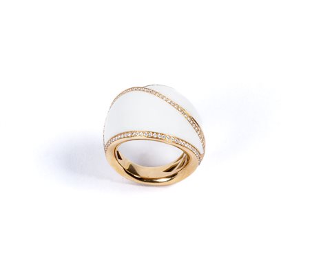 Anello contrarié in oro rosa 18kt