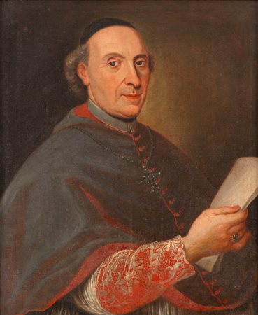 Scuola dell'Italia centrale, secolo XVIII - Ritratto di prelato a mezzo busto con lettera in mano
