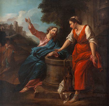 Scuola romana, secolo XVIII - Cristo e la Samaritana al pozzo
