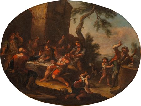 Nicola Viso (attivo a Napoli nella prima metà del secolo XVIII)  - Rissa all'esterno di un'osteria