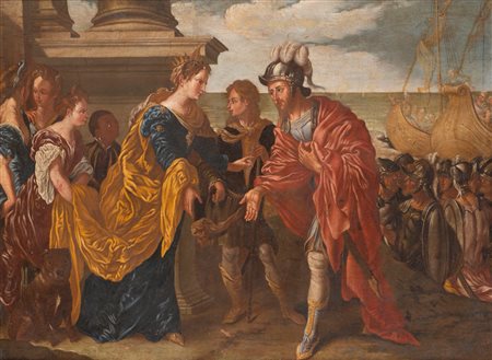 Scuola italiana, secolo XVII - Incontro di Enea e Didone