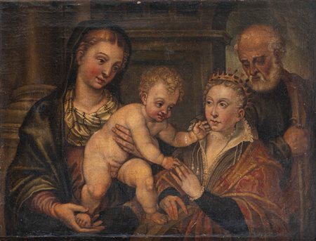 Scuola veneta, fine secolo XVI - Matrimonio mistico di Santa Caterina