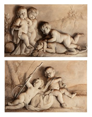 Scuola francese, secolo XVIII - Giochi di putti