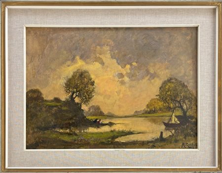 Mario Gachet Torino 1879 - 1981 Castiglione Torinese (TO) Sulle rive del Po, Castiglione Torinese