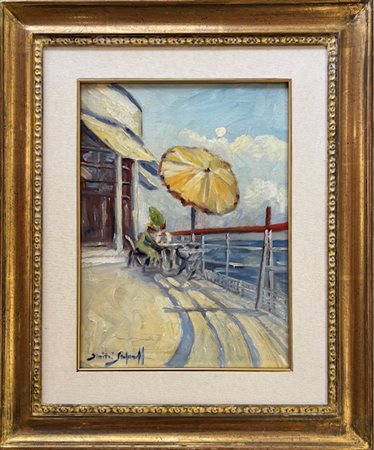 Dimitri Stefanoff Ruse Bulgaria 1897 - 1990 Lucerna Svizzera Signore al Caffè, Marinella di Nervi