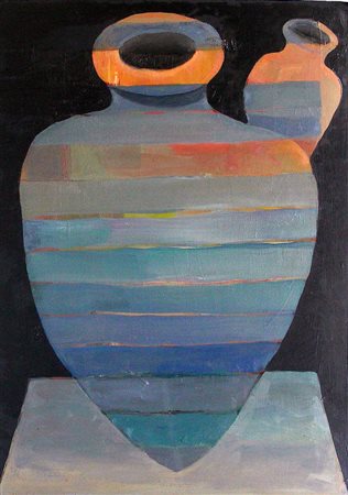 ETTORE MOSCHETTI Napoli 1951 VASO MARE 2012 Olio su cartoncino 70x50...