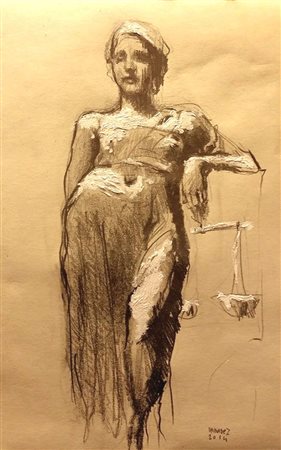 ELEONORA PRADO Milano 1981 GIUSTIZIA N.D. Grafite e olio su carta 32x24...