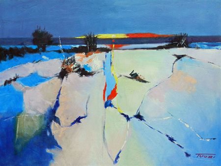 FAUSTO TERRUZZI Monza 1958 SENZA TITOLO N.D. Olio su tela 60x80 Certificato...