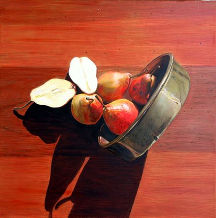 STEFANO AGOSTINI Roma 1966 ROLLING PEARS 2014 Olio su tela 50x50 Certificato...