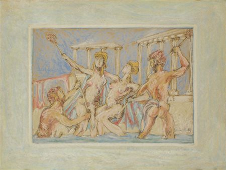 GINO FOSSALI Pieve di Cadore (BL) 1940 - 2002 SATIRI E NINFE N.D. Penna,...