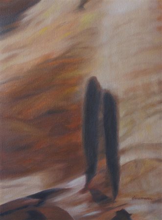 ELENA MURER San Donà di Piave (VE) 1950 DUE CIPRESSI N.D. Olio su carta...