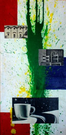 RATZO Milano 1980 SULL'ABITARE 2010 Tecnica mista su tavola 58x30 Certificato...