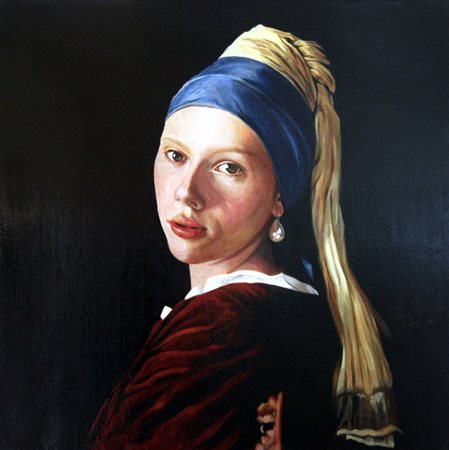 AGOSTINI STEFANO Roma 1966 THE PEARL EARRING 2014 Olio su tela 50x50...