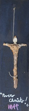 MAX ODDONE Alessandria 1974 POVERO CHRISTO 2005 Tecnica mista su tavola 55x15...