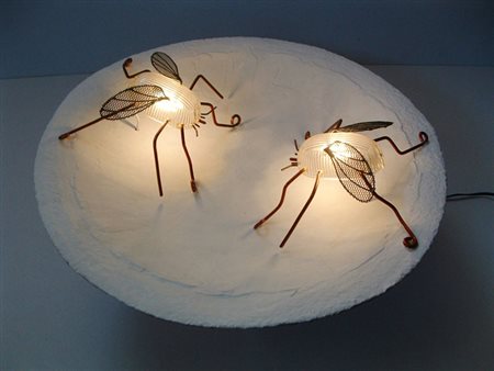 BRUNO PETRONZI Torino 1966 IL PIATTO DI MOSCHE 2009 scultura luminosa...