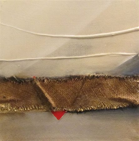 MAURA MENICHETTI Perugia 1953 ROSSO E ORO CON IUTA 2011 Tecnica mista su tela...