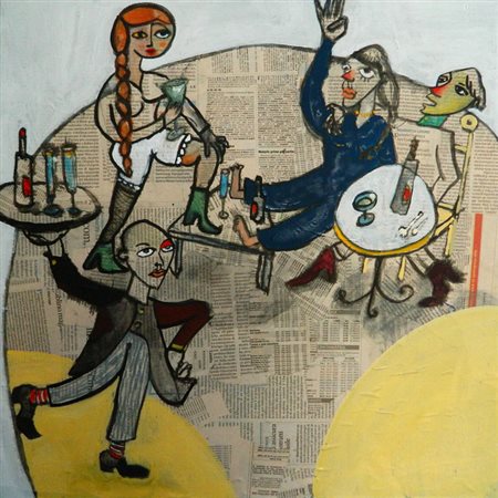 DANIELE SCHIRALDI Argentina 1987 UN TAVOLO PER QUATTRO 2014 Acrilico su tela...