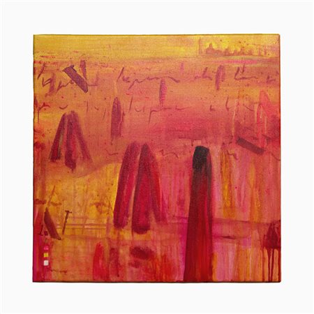 PILAR DOMINGUEZ ACQUATICA N.D. Tecnica mista su tela 50x50 Certificato di...