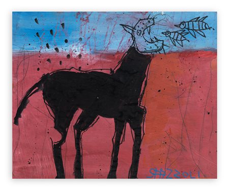 VANNI SPAZZOLI (1940) - Cavallo che mangia le mosche