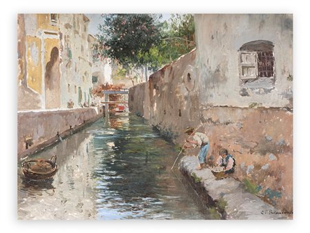 CARLO BRANCACCIO (1861-1920) - Canale a Venezia