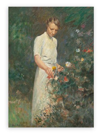 A. CARPI - Senza Titolo (Figura femminile tra i fiori)