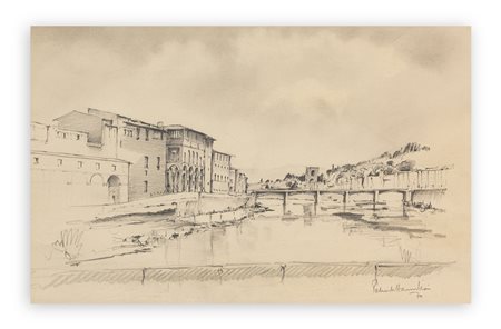 PATRICK HAMILTON (1923-2008) - The Arno from Ponte Vecchio, 1970
