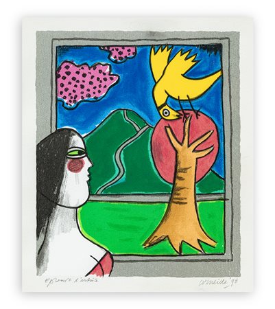 GUILLAUME CORNEILLE (1922-2010) - Elle regarde par la fenêtre, 1998