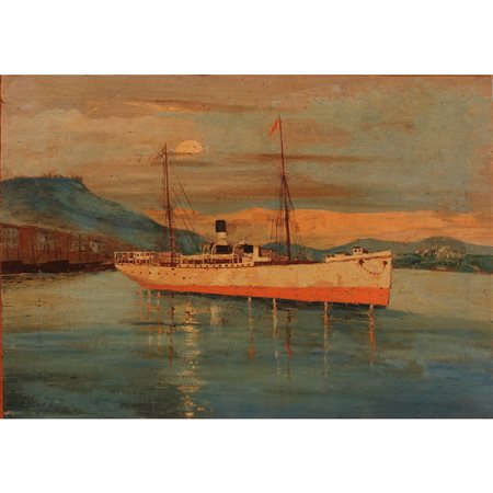 Pittore siciliano della fine del secolo XIX "Yacht Aegusa della famiglia Florio"