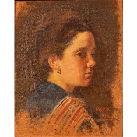 Antonio Rocchetti Torres (1851/1934) (attr.) "Profilo di ragazza"