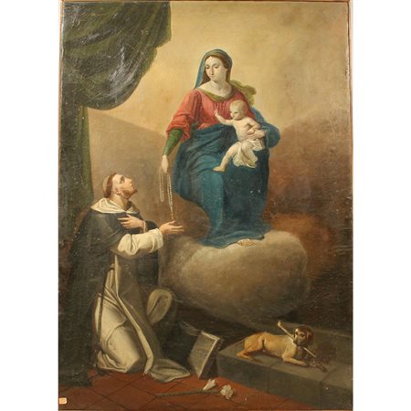 Scuola siciliana della fine del secolo XVIII "Madonna del Rosario con Bambino e San Domenico"