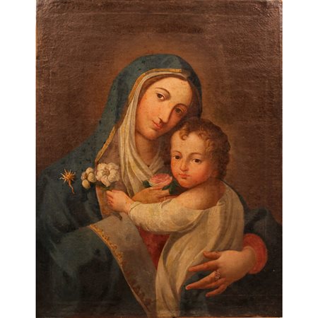 Scuola siciliana degli inizi del secolo XVIII "Madonna con Bambino"