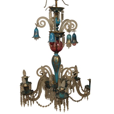 Lampadario a sei luci in vetro